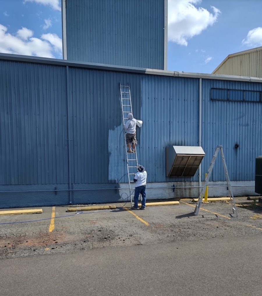 Repainting a commercial metal building